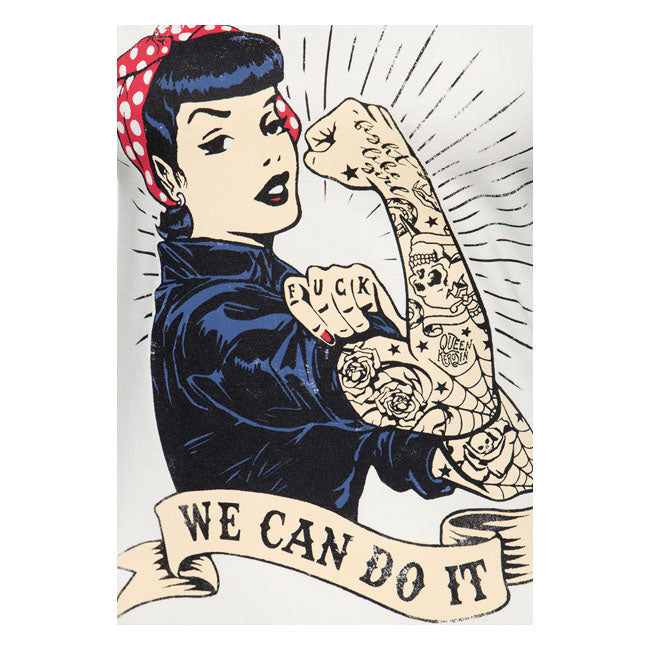 King Kerosin Queen Kerosin We Can Do It Ladies T-Shirt Off-White - FREE UK Shipping, FREE 365 Day Returns | Moto Central