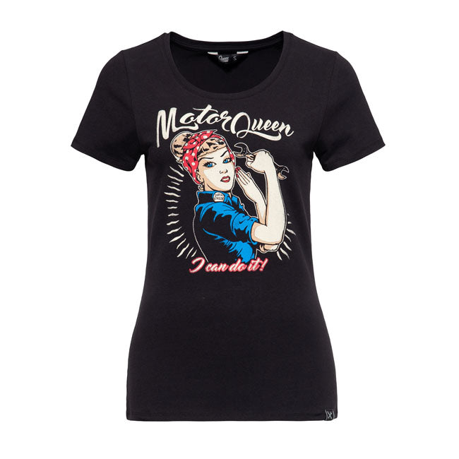 King Kerosin Queen Kerosin Motor Queen I Can Do It T-Shirt Black - FREE UK Shipping, FREE 365 Day Returns | Moto Central