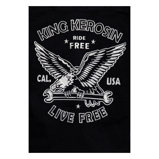 King Kerosin Ride Free Workwear Denim Shirt Black Wash - FREE UK Shipping, FREE 365 Day Returns | Moto Central