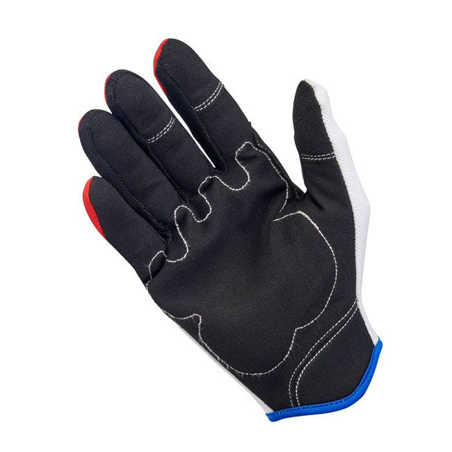 Biltwell Moto Gloves Red / White / Blue - FREE UK Shipping, FREE 365 Day Returns | Moto Central