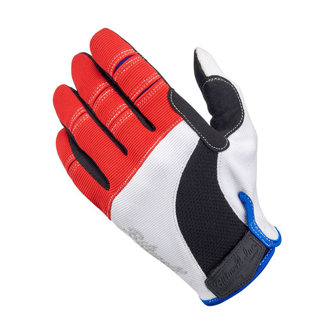 Biltwell Moto Gloves Red / White / Blue - FREE UK Shipping, FREE 365 Day Returns | Moto Central