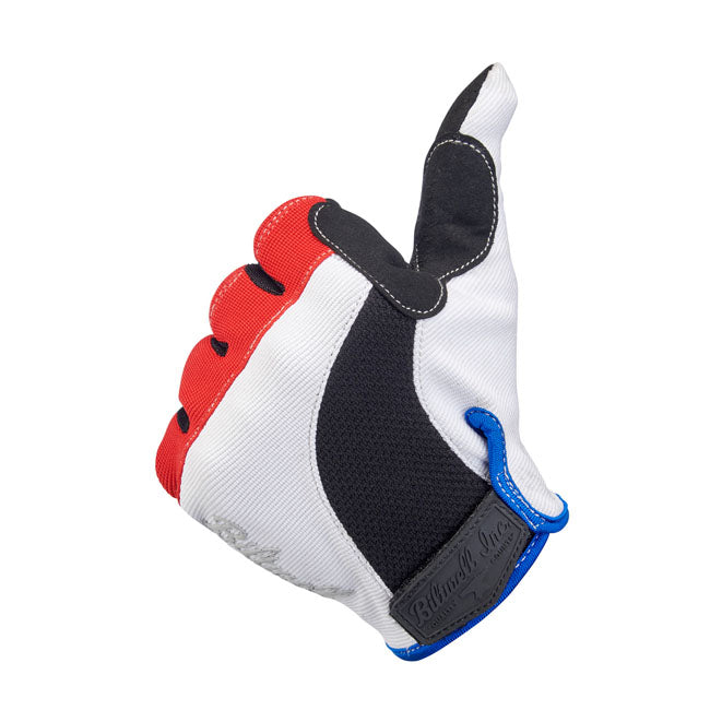 Biltwell Moto Gloves Red / White / Blue - FREE UK Shipping, FREE 365 Day Returns | Moto Central