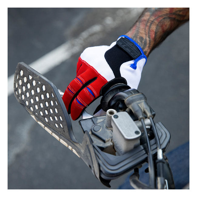 Biltwell Moto Gloves Red / White / Blue - FREE UK Shipping, FREE 365 Day Returns | Moto Central