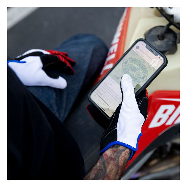 Biltwell Moto Gloves Red / White / Blue - FREE UK Shipping, FREE 365 Day Returns | Moto Central