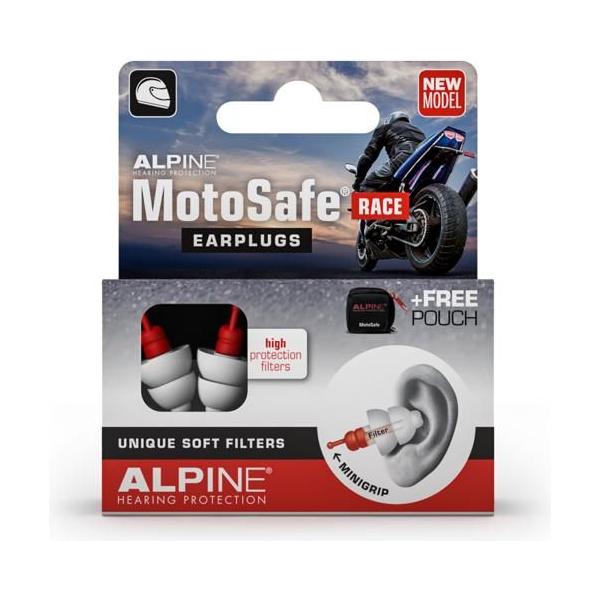 Alpine Motosafe Race Earplugs White With Mini Grip