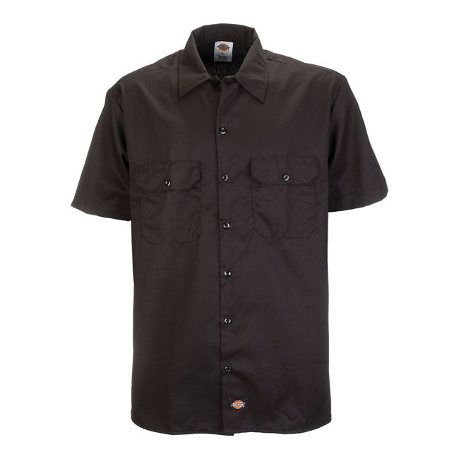 Dickies Short Sleeves Work Shirt Black - FREE UK Shipping, FREE 365 Day Returns | Moto Central