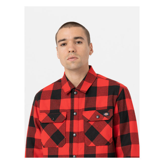 Dickies Sherpa Lined Sacramento Shirt Red  - FREE UK Delivery - Moto Central