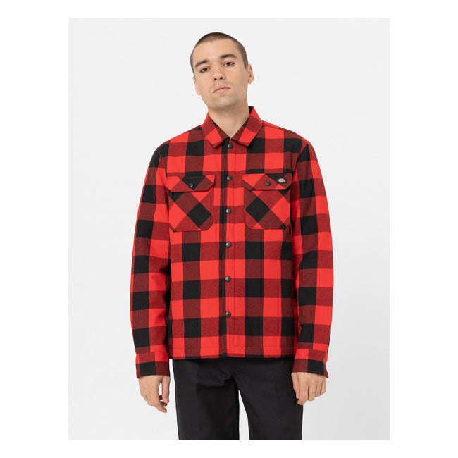 Dickies Sherpa Lined Sacramento Shirt Red  - FREE UK Delivery - Moto Central