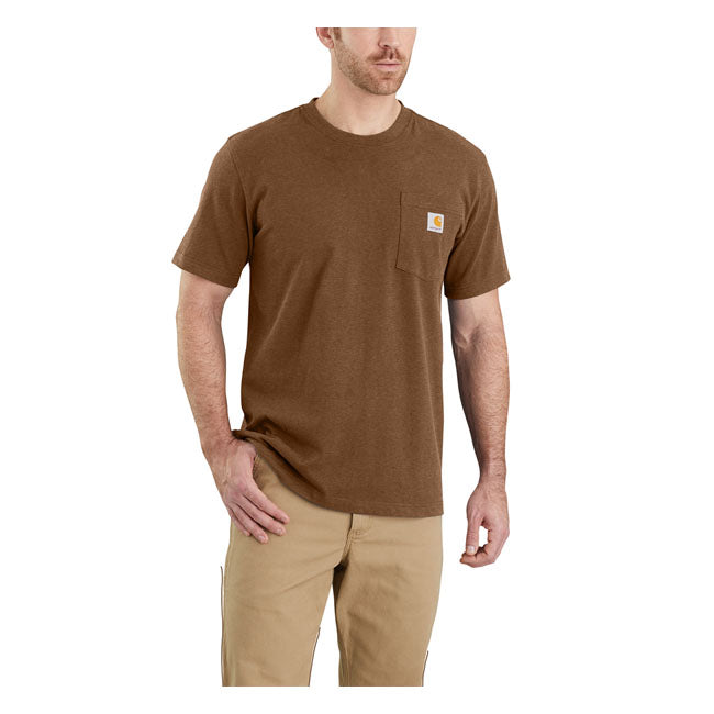 Carhartt K87 Pocket Short Sleeves T-Shirt Oiled Walnut Heather - FREE UK Shipping, FREE 365 Day Returns | Moto Central