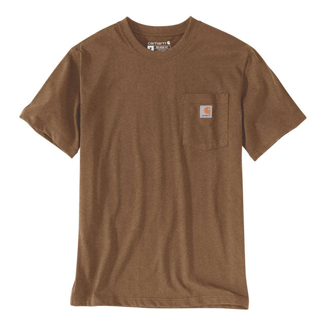 Carhartt K87 Pocket Short Sleeves T-Shirt Oiled Walnut Heather - FREE UK Shipping, FREE 365 Day Returns | Moto Central