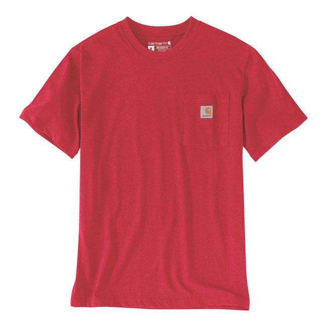 Carhartt K87 Pocket Short Sleeves T-Shirt Fire Red Heather - FREE UK Shipping, FREE 365 Day Returns | Moto Central