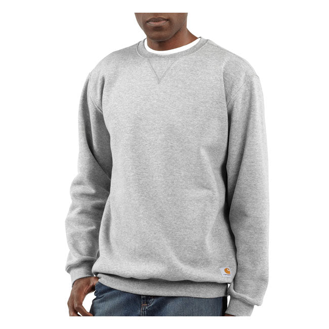 Carhartt Midweight Crewneck Sweatshirt Heather Grey - FREE UK Shipping, FREE 365 Day Returns | Moto Central