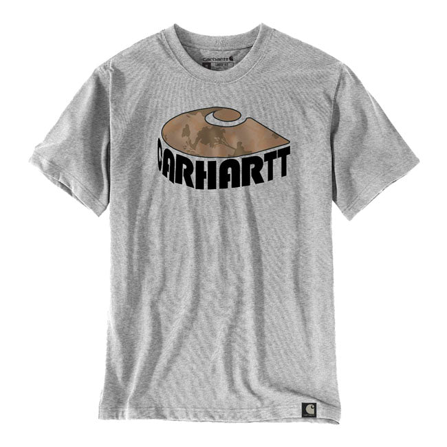 Carhartt Camo C Graphic Short Sleeves T-Shirt Heather Grey - FREE UK Shipping, FREE 365 Day Returns | Moto Central