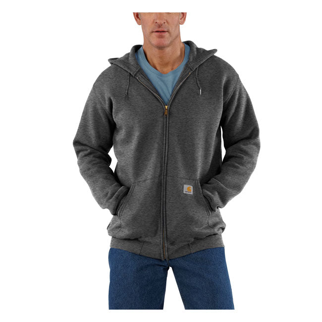 Carhartt Zip Hooded Sweatshirt Carbon Heather - FREE UK Shipping, FREE 365 Day Returns | Moto Central