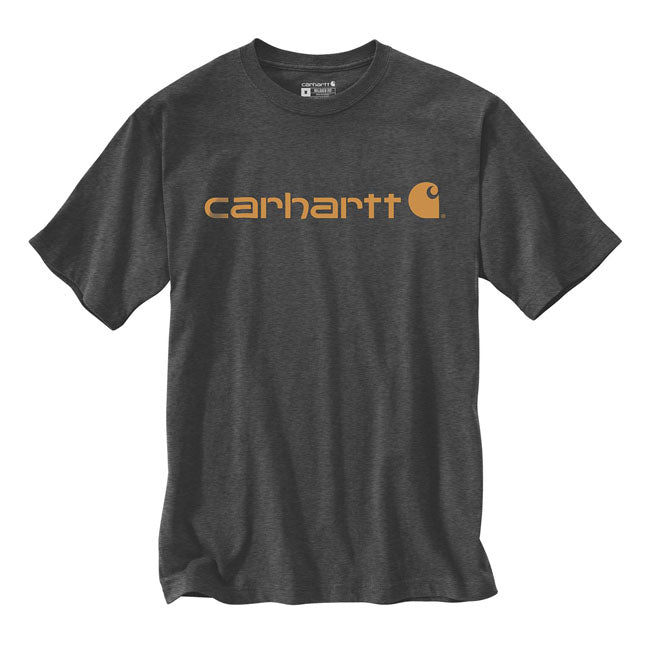 Carhartt Core Logo Short Sleeves T-Shirt Carbon Heather - FREE UK Shipping, FREE 365 Day Returns | Moto Central