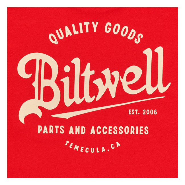 Biltwell Quality Goods Pocket T-Shirt Bright Red  - FREE UK Shipping, FREE 365 Day Returns | Moto Central