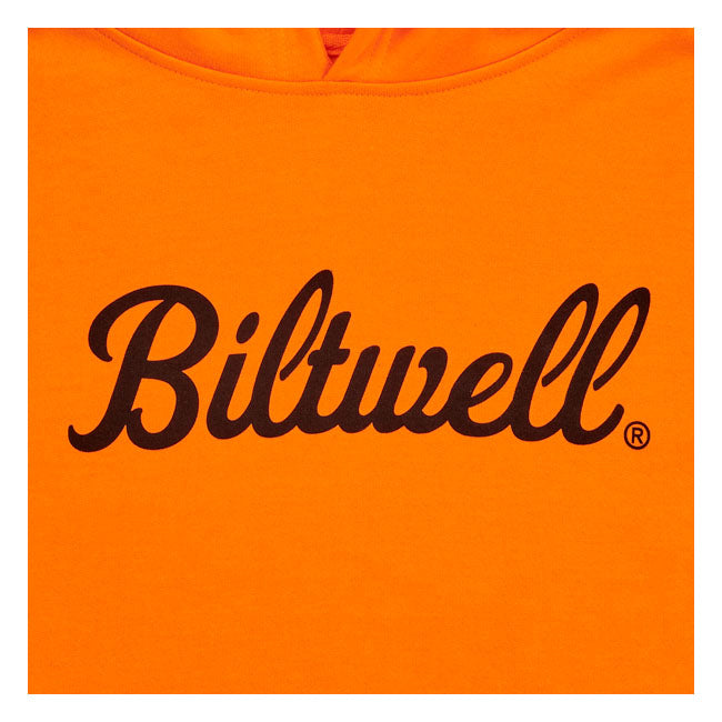 Biltwell Script Pullover Hoodie Hi-Vis Orange - FREE UK Shipping, FREE 365 Day Returns | Moto Central