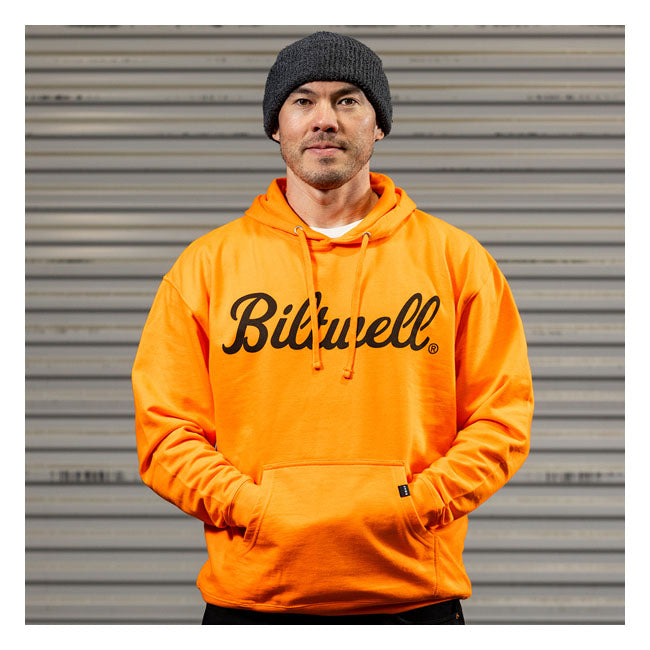 Biltwell Script Pullover Hoodie Hi-Vis Orange - FREE UK Shipping, FREE 365 Day Returns | Moto Central