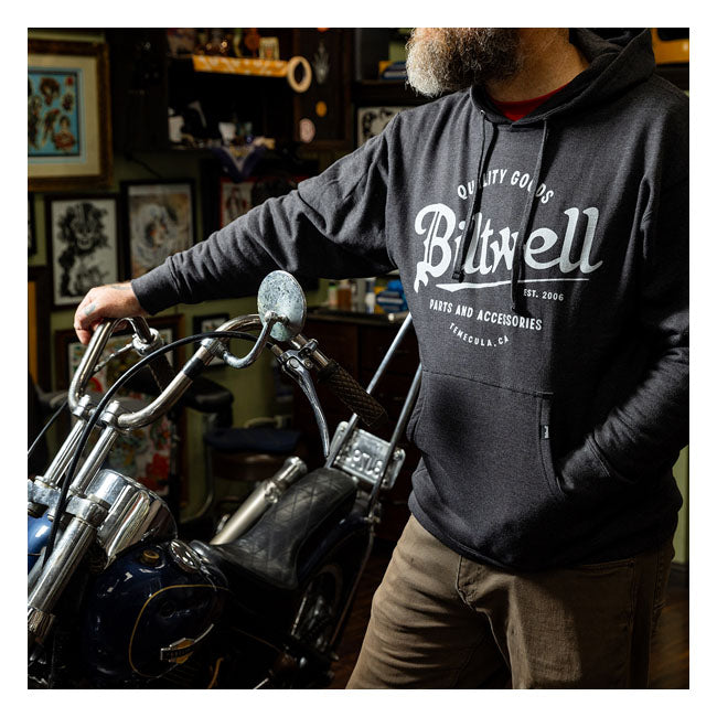 Biltwell Quality Goods Pullover Hoodie Black - FREE UK Shipping, FREE 365 Day Returns | Moto Central