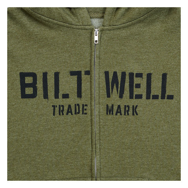 Biltwell Stencip Zip Hoodie Green - FREE UK Shipping, FREE 365 Day Returns | Moto Central