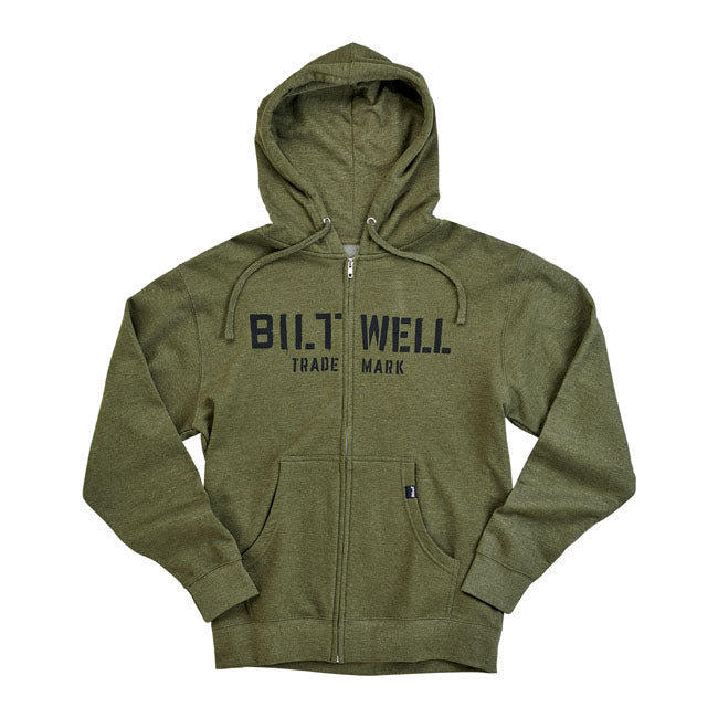 Biltwell Stencip Zip Hoodie Green - FREE UK Shipping, FREE 365 Day Returns | Moto Central