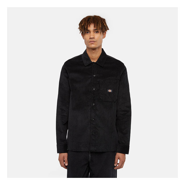 Dickies Corduroy Shirt Black - FREE UK Shipping, FREE 365 Day Returns | Moto Central