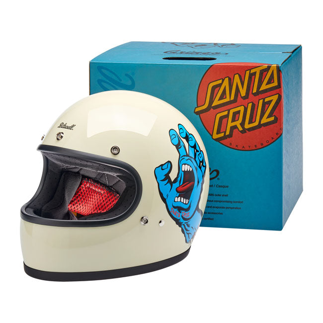 Biltwell Gringo Santa Cruz Handmade Full Face Helmet Vintage White