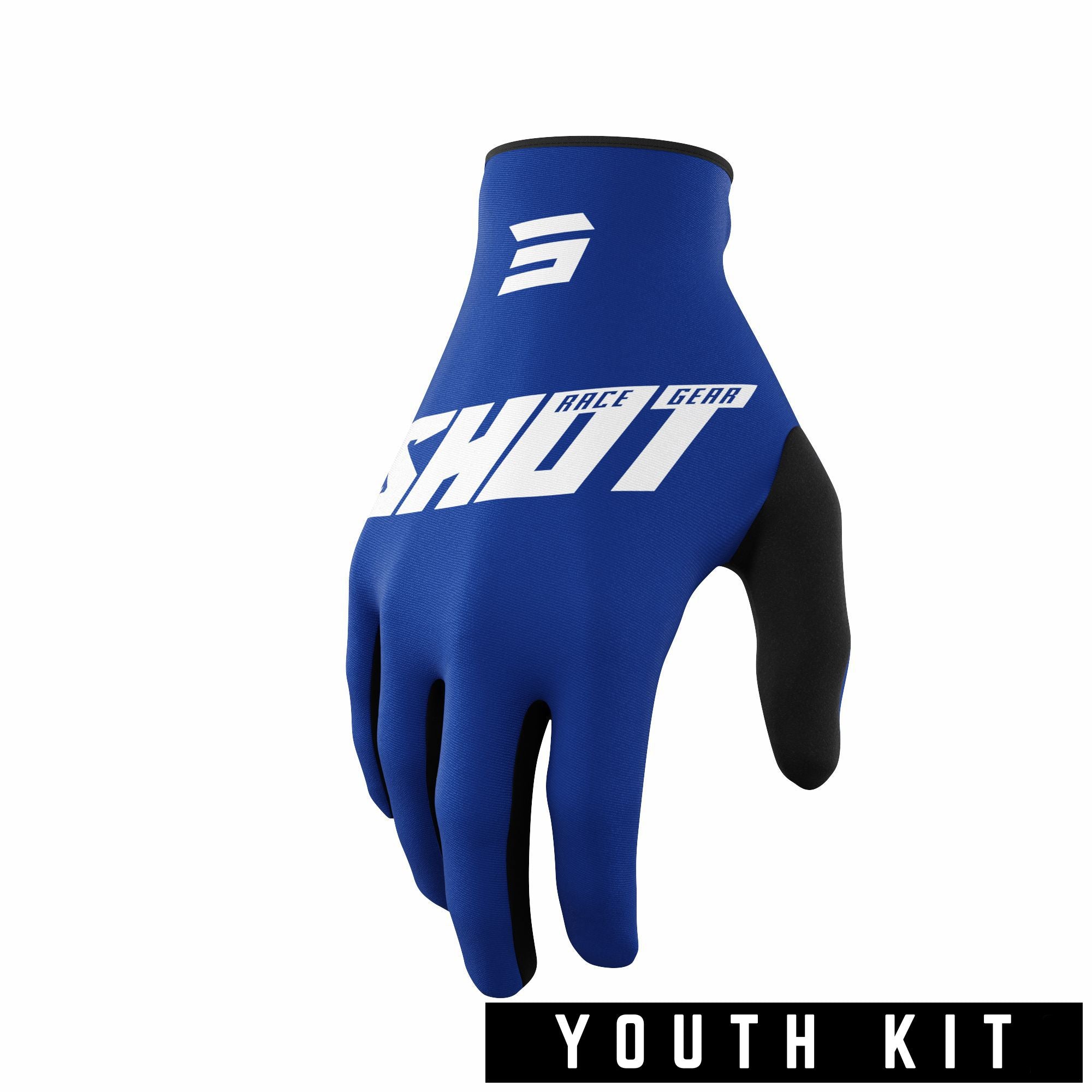 Shot Raw Youth Gloves Burst Blue  - FREE UK Delivery - Moto Central