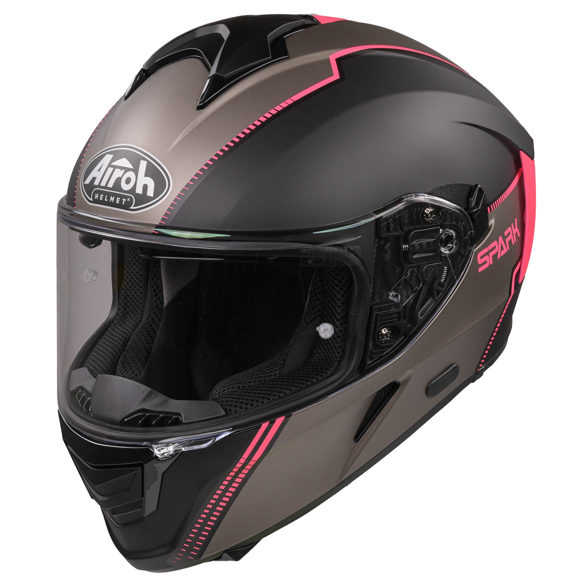 Airoh Spark Flow Full Face Helmet Matt Black / Pink - FREE UK Shipping, FREE 365 Day Returns | Moto Central