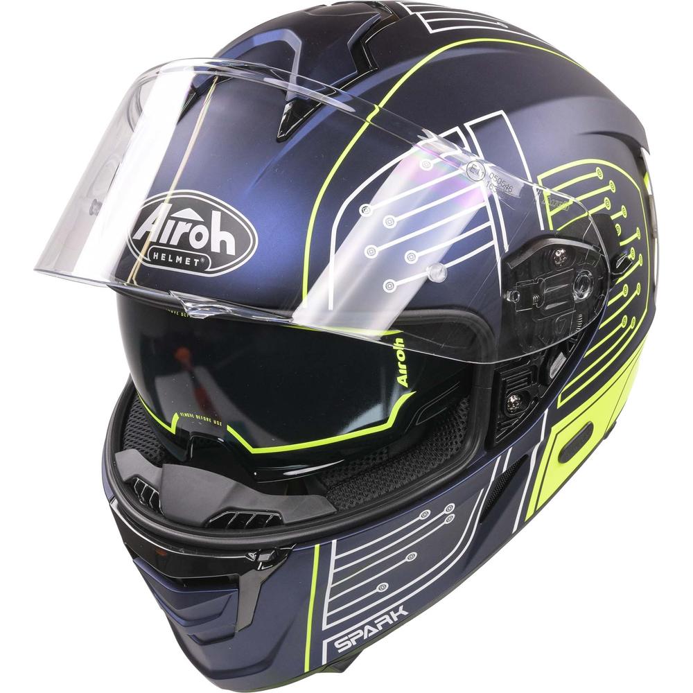 Airoh Spark Flow Full Face Helmet Fluo Yellow / Matt Blue Circuit