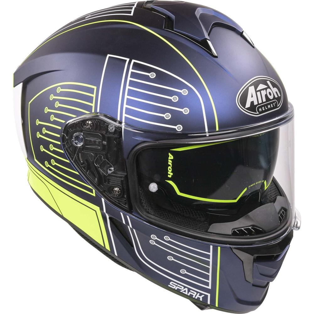 Airoh Spark Flow Full Face Helmet Fluo Yellow / Matt Blue Circuit