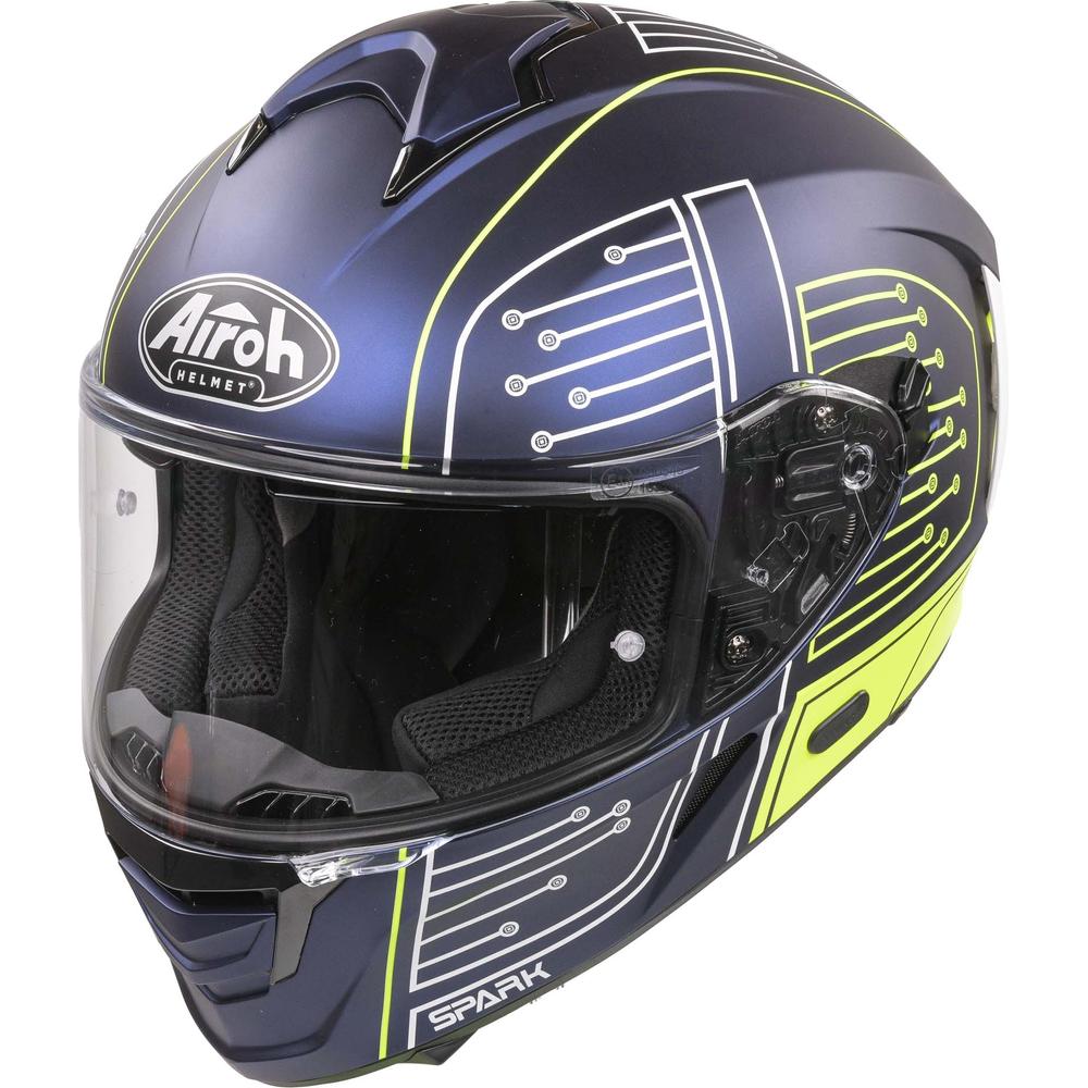 Airoh Spark Flow Full Face Helmet Fluo Yellow / Matt Blue Circuit