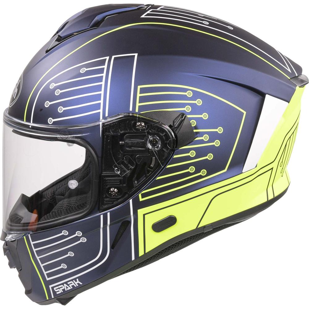 Airoh Spark Flow Full Face Helmet Fluo Yellow / Matt Blue Circuit