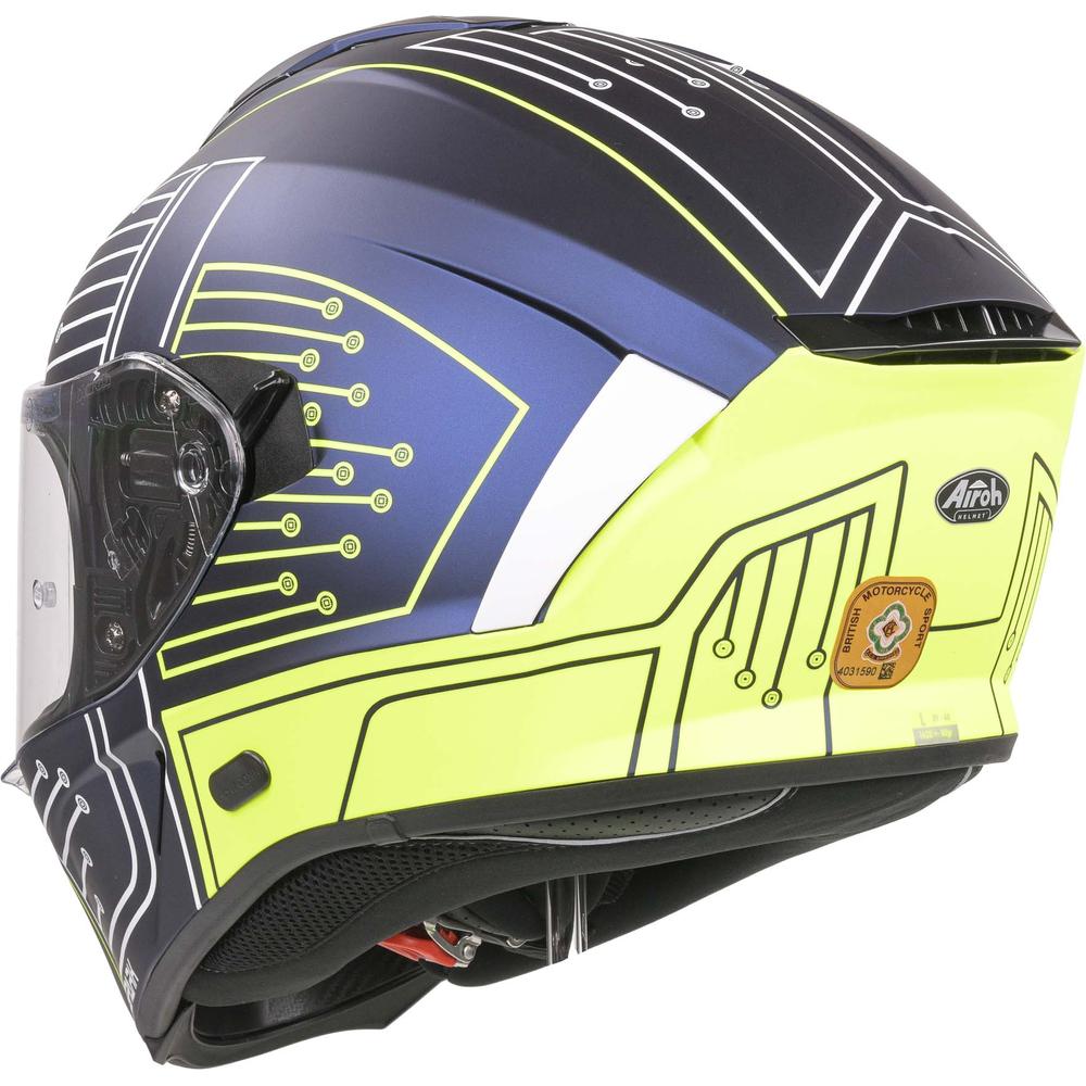 Airoh Spark Flow Full Face Helmet Fluo Yellow / Matt Blue Circuit