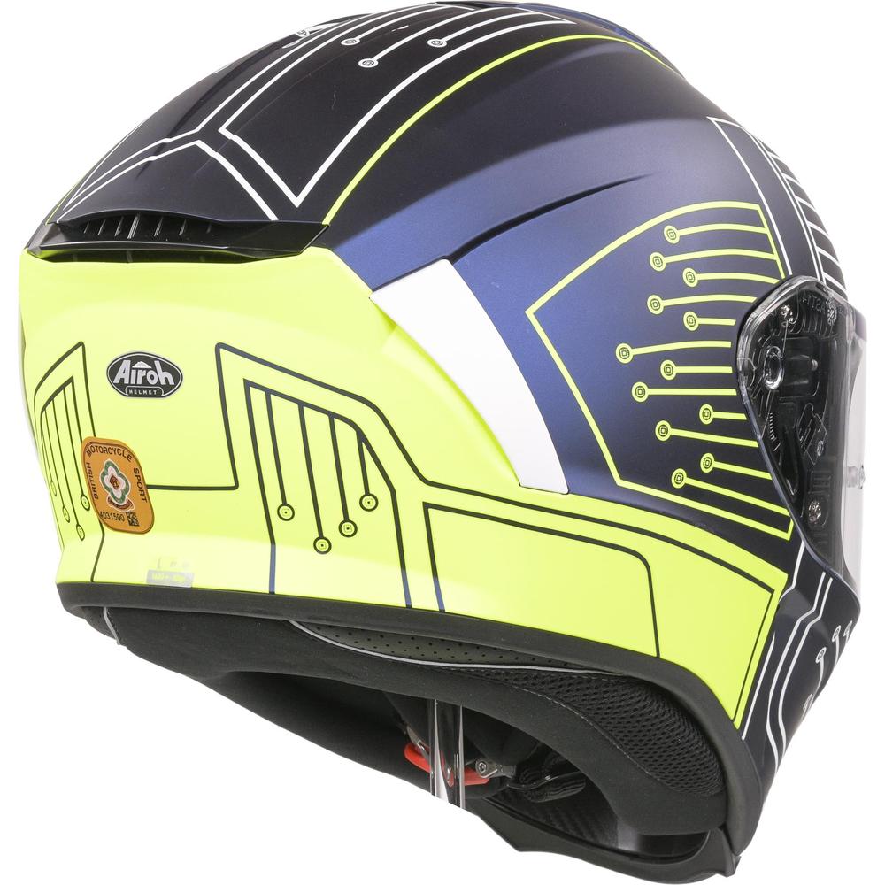 Airoh Spark Flow Full Face Helmet Fluo Yellow / Matt Blue Circuit