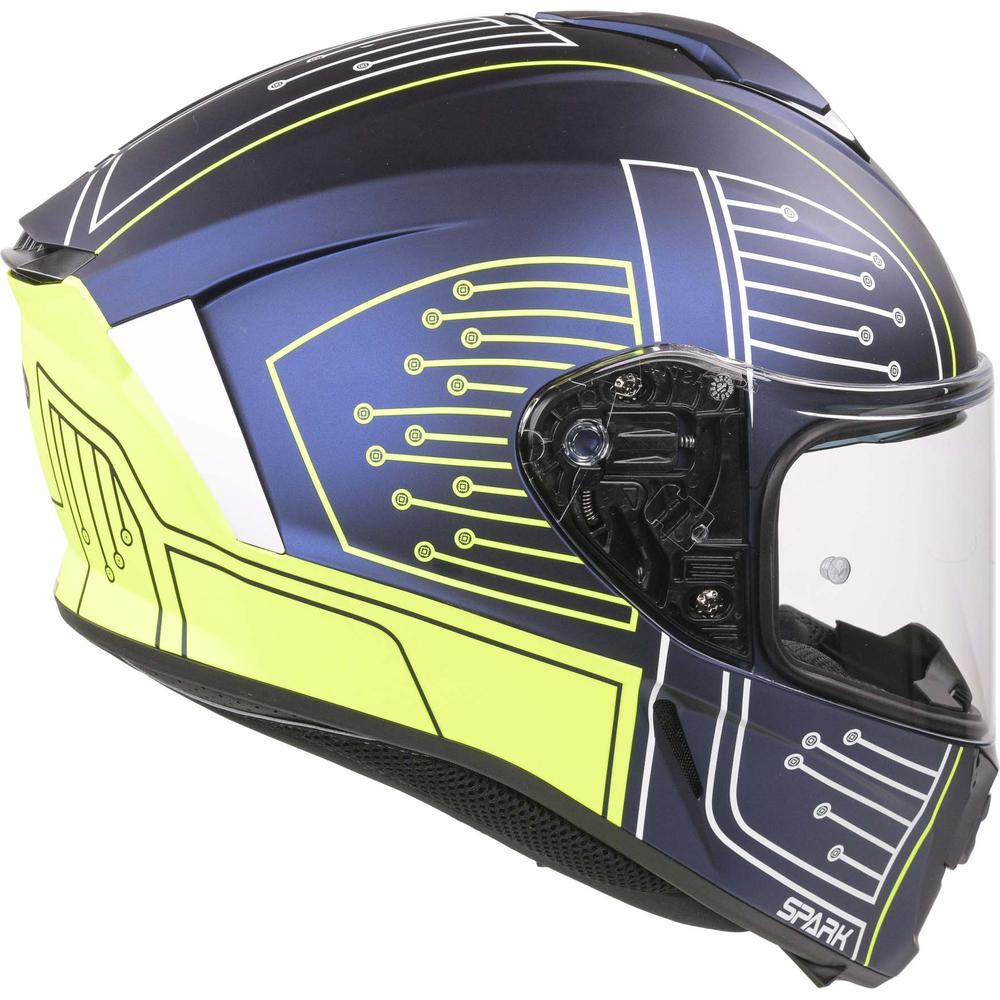 Airoh Spark Flow Full Face Helmet Fluo Yellow / Matt Blue Circuit