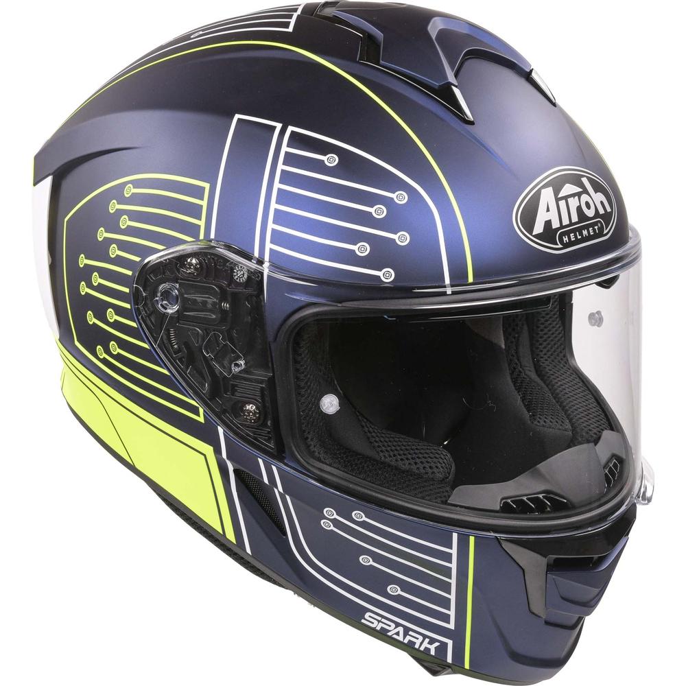 Airoh Spark Flow Full Face Helmet Fluo Yellow / Matt Blue Circuit