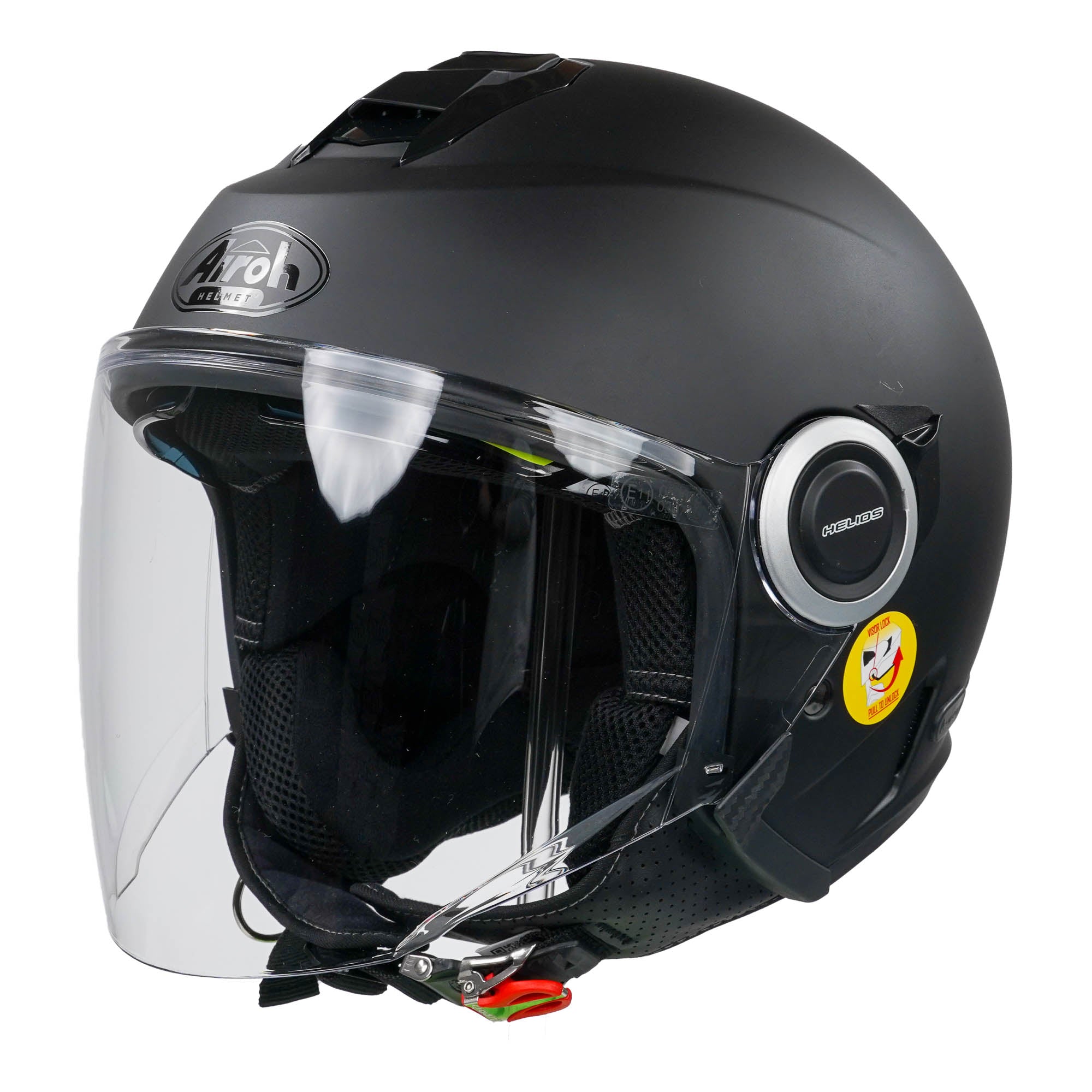 Airoh Helios Jet Open Face Helmet Matt Black - FREE UK Shipping, FREE 365 Day Returns | Moto Central