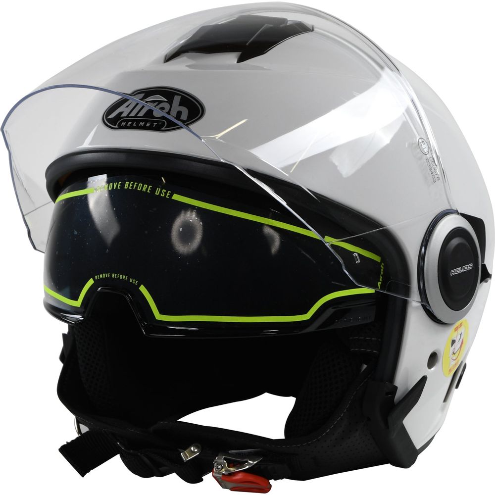 Airoh Helios Jet Open Face Helmet Gloss White - FREE UK Shipping, FREE 365 Day Returns | Moto Central