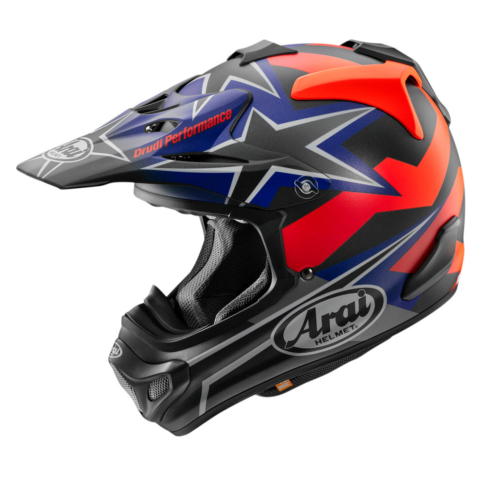 Arai MX-V Stars And Dark Stripes Motocross Helmet Black - FREE UK Shipping, FREE 365 Day Returns | Moto Central