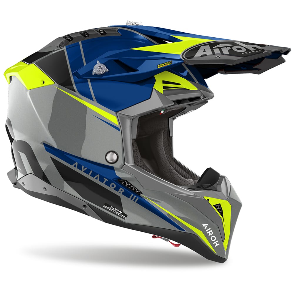 Airoh Aviator 3 Push 22.06 Motocross Helmet Gloss Blue