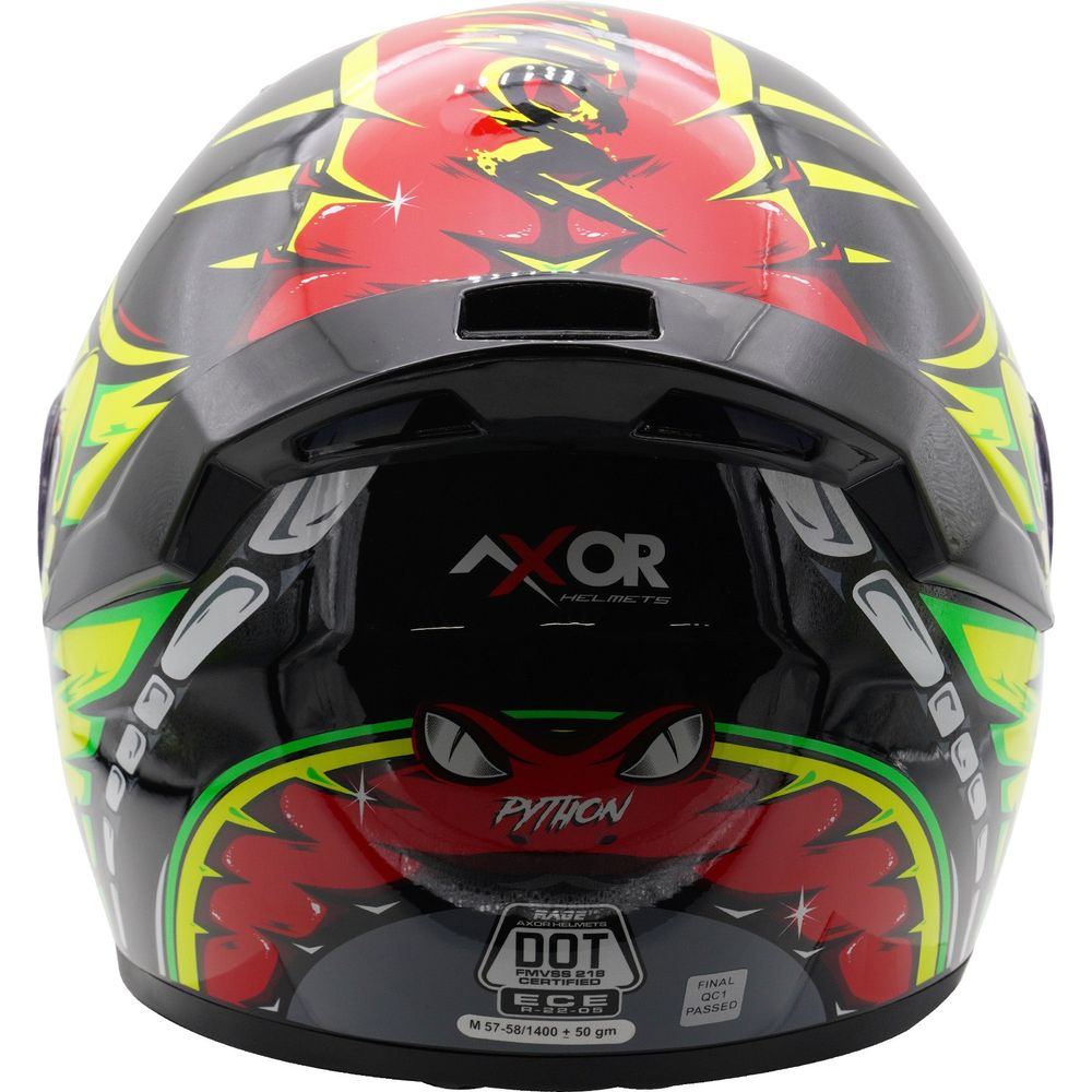 Axor Rage Full Face Helmet Gloss Python / Red / Yellow / Black - FREE UK Shipping, FREE 365 Day Returns | Moto Central