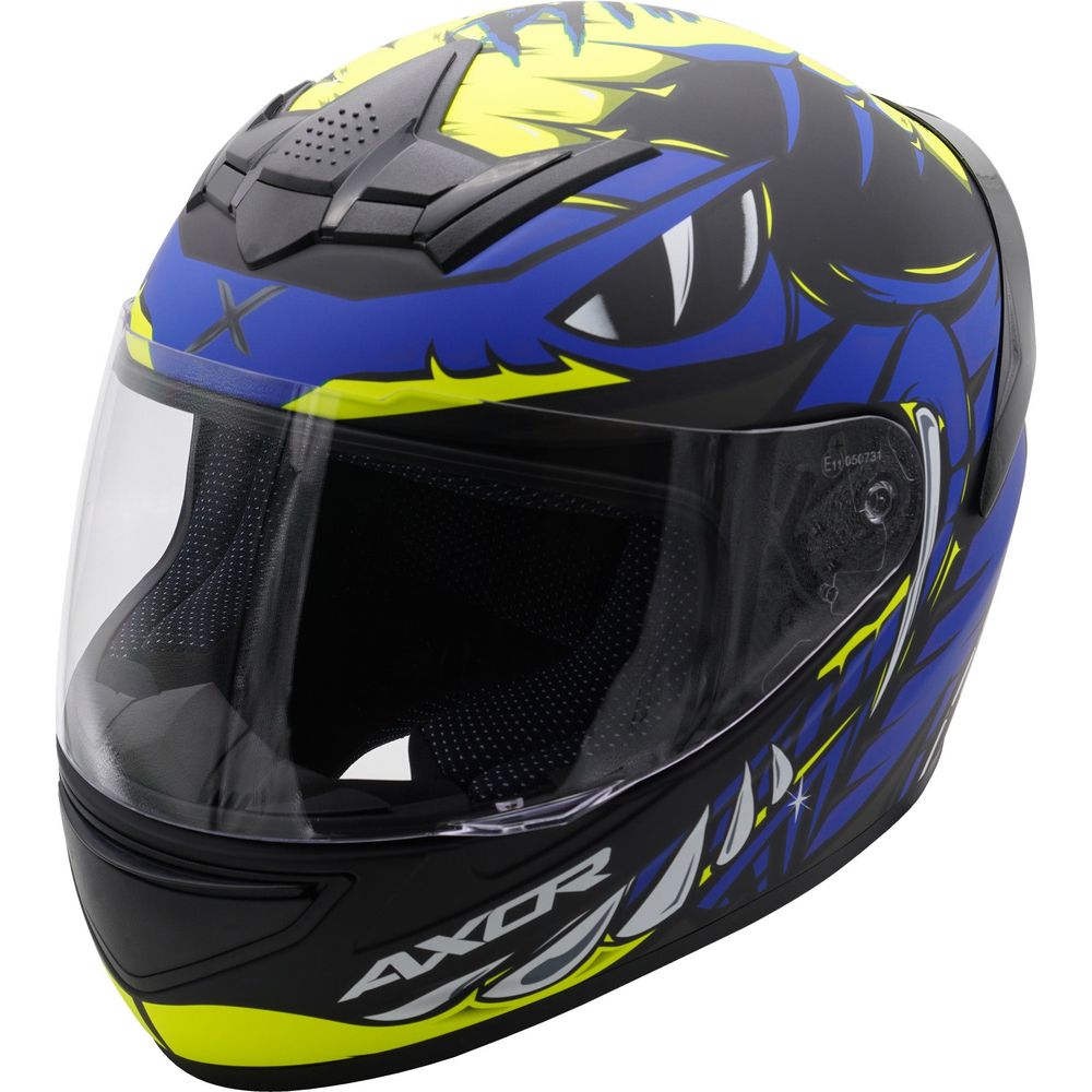 Axor Rage Full Face Helmet Matt Python Blue / Yellow / Black