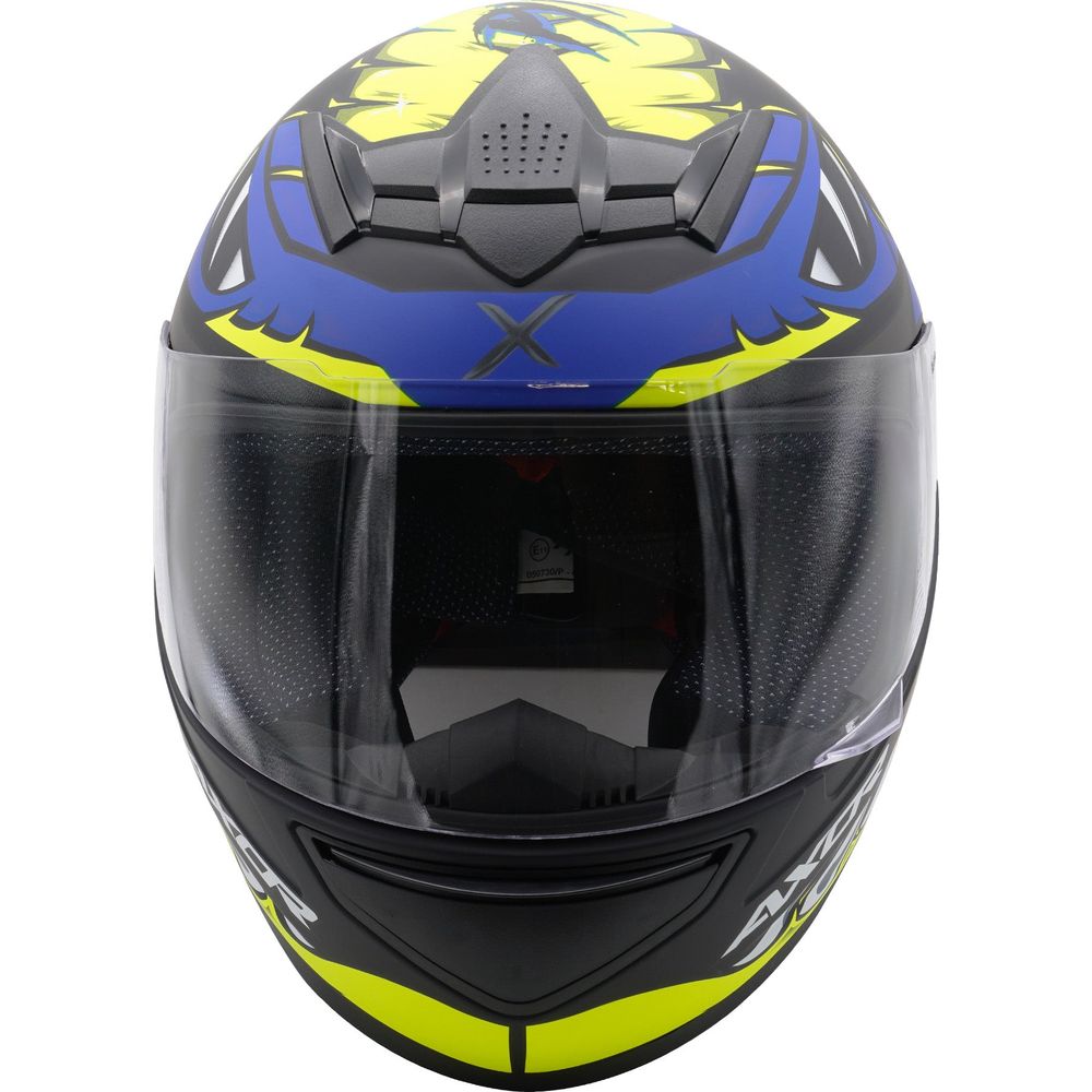 Axor Rage Full Face Helmet Matt Python Blue / Yellow / Black - FREE UK Shipping, FREE 365 Day Returns | Moto Central