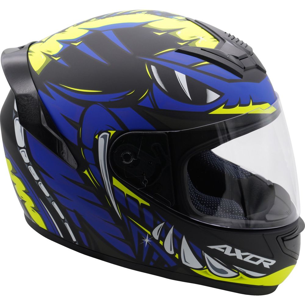 Axor Rage Full Face Helmet Matt Python Blue / Yellow / Black - FREE UK Shipping, FREE 365 Day Returns | Moto Central