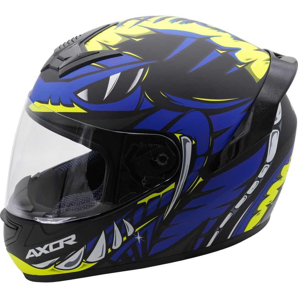 Axor Rage Full Face Helmet Matt Python Blue / Yellow / Black - FREE UK Shipping, FREE 365 Day Returns | Moto Central