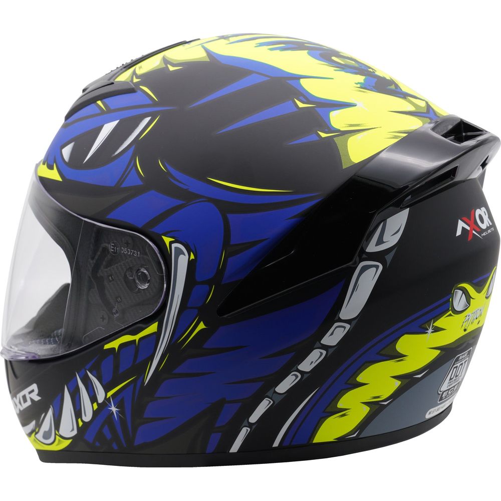 Axor Rage Full Face Helmet Matt Python Blue / Yellow / Black - FREE UK Shipping, FREE 365 Day Returns | Moto Central