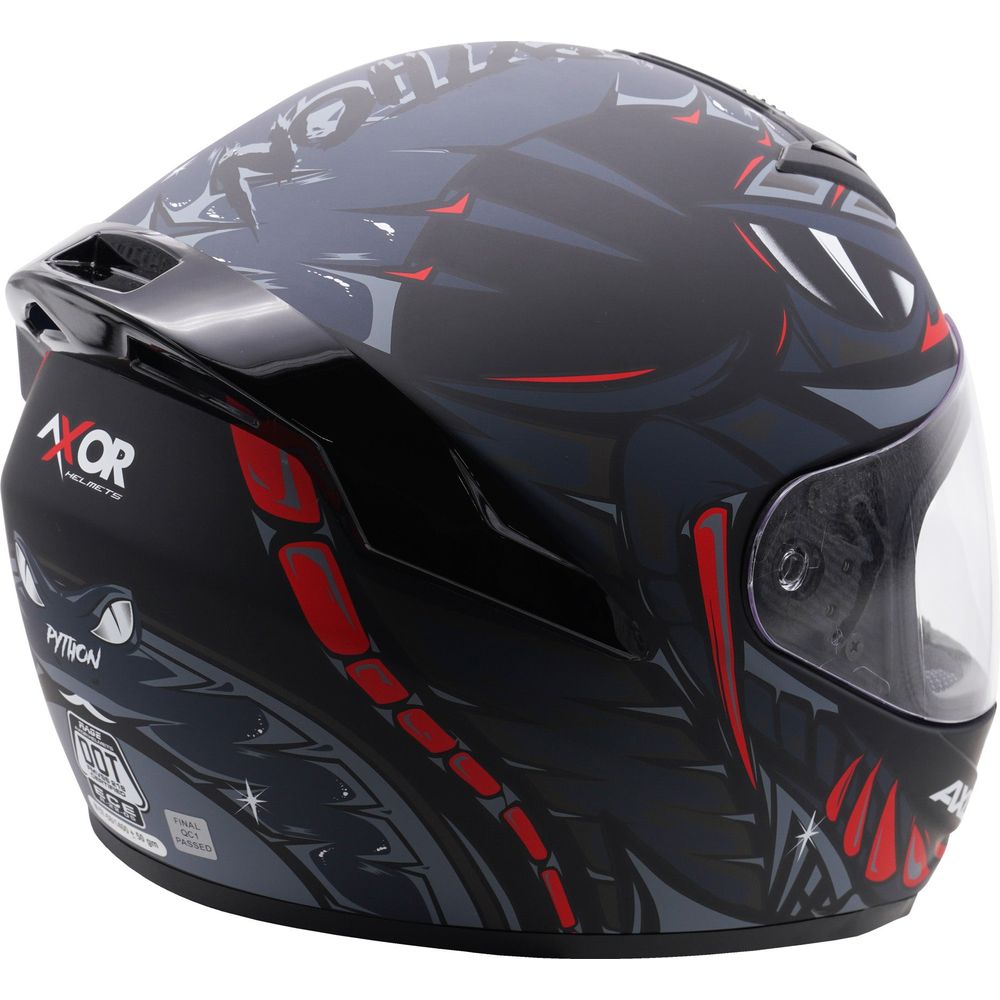 Axor Rage Full Face Helmet Matt Python Black / Grey / Red - FREE UK Shipping, FREE 365 Day Returns | Moto Central