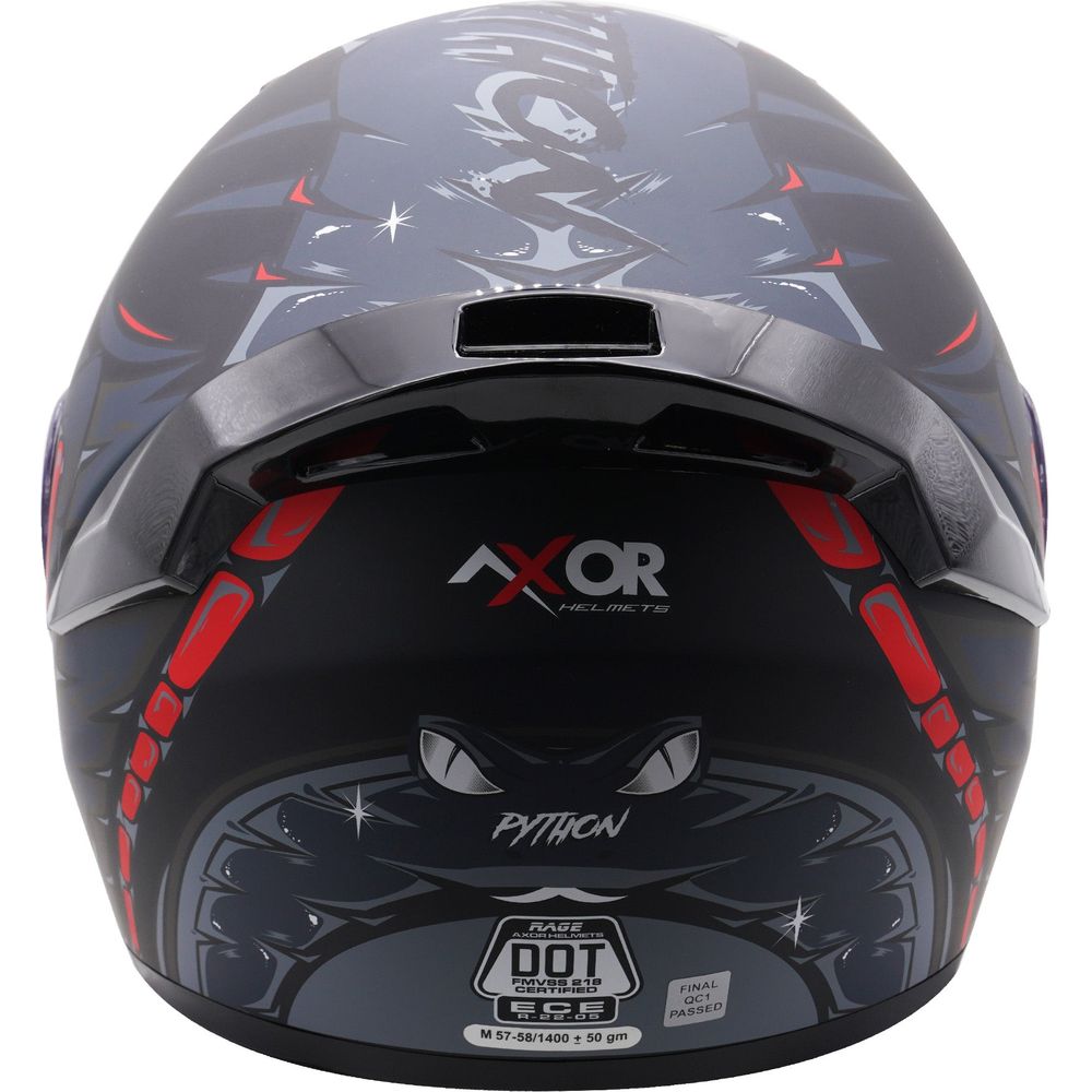 Axor Rage Full Face Helmet Matt Python Black / Grey / Red - FREE UK Shipping, FREE 365 Day Returns | Moto Central