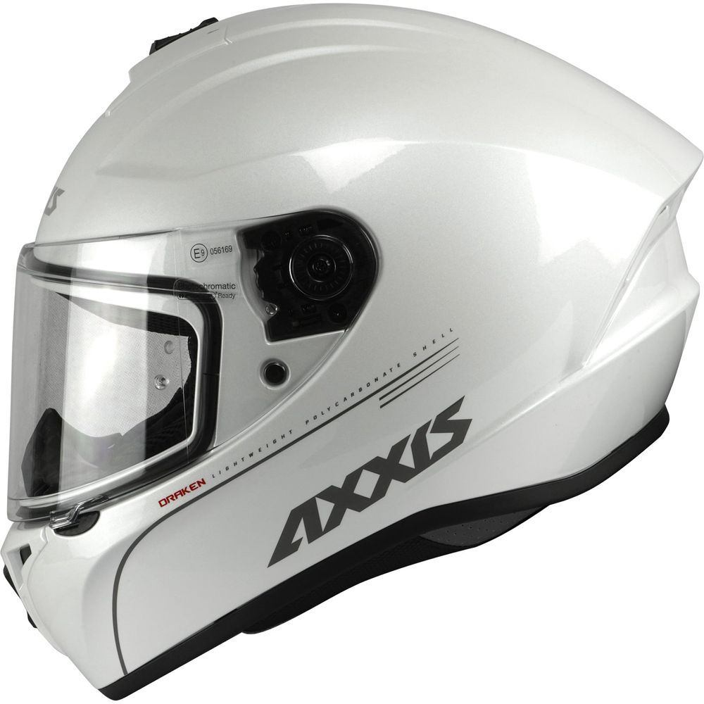 Axxis Draken S Solid Full Face Helmet Gloss Pearl White  - FREE UK Delivery - Moto Central